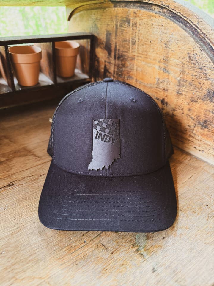 Indy Racing Black Patch on Richardson 112 Hat for wholesale by Left Grain
