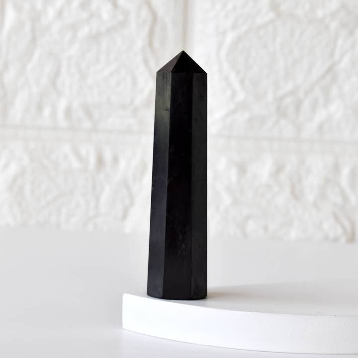 Soothing Crystals - Wholesale Spiritual Stone/Crystal - Healing Obelisk| Black Shungite Crystal Tower |Crystal Point1