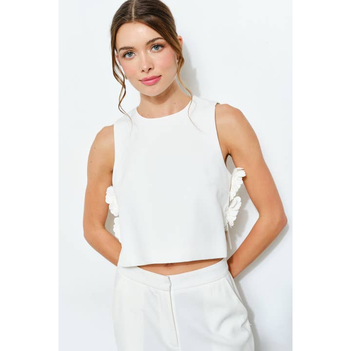 INA - Wholesale Blouse - Women's - Floral Applique Sleeveless Top