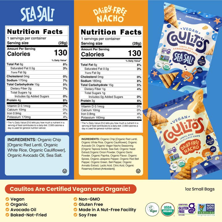 CauliPuffs - Wholesale Chips - Vegan Caulitos Variety Snack Packs - 90ct5