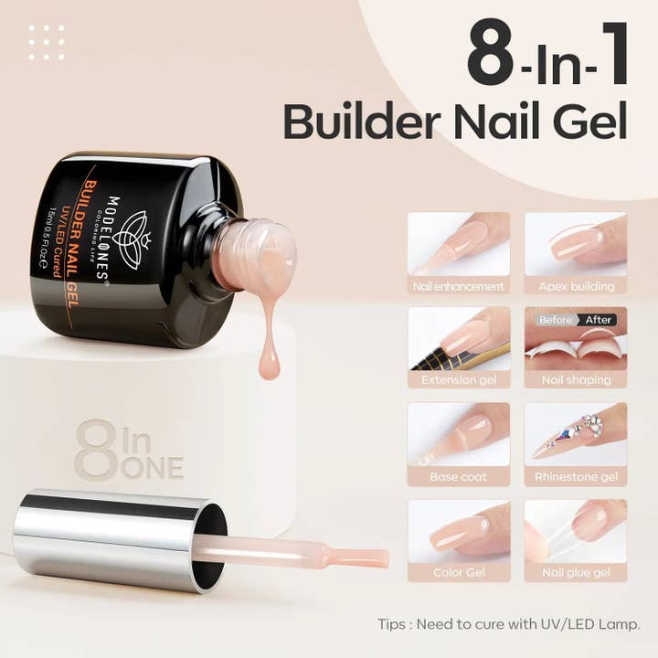 Modelones - Wholesale Nail Polish - 8-In-1 Nude Brown Builder Nail Gel 15ml