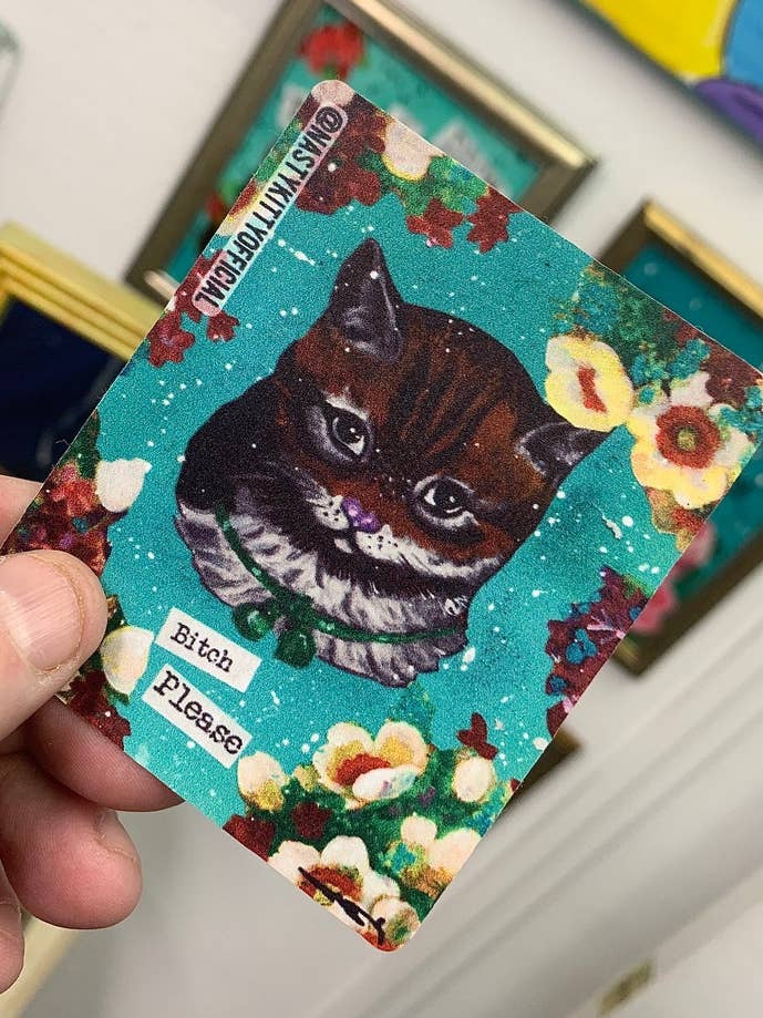 Bitch Please Adult Humor Nasty Kitty Sticker for wholesale by Gascot Inc.