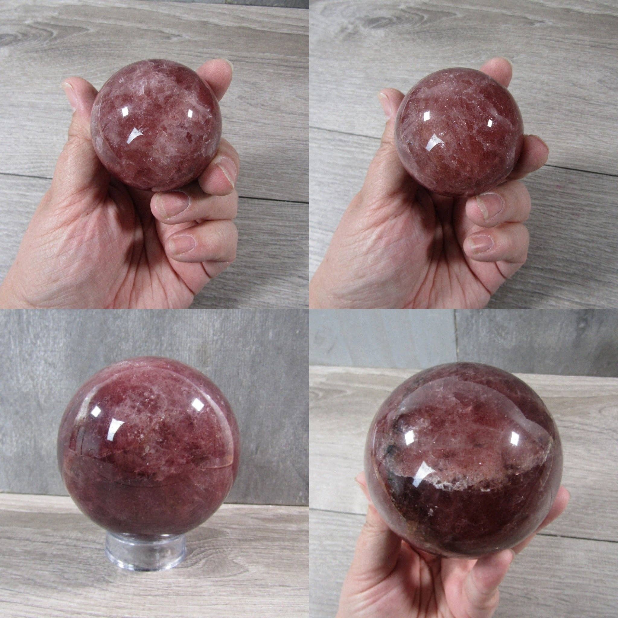 Keystone Crystals - Wholesale Spiritual Stone/Crystal - Strawberry Quartz Sphere Large Display Size8