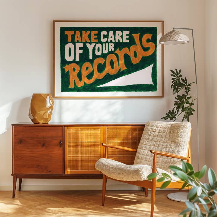 Lune Club – wholesale Art print – Take Care Of Your Records Hand Painted Print2