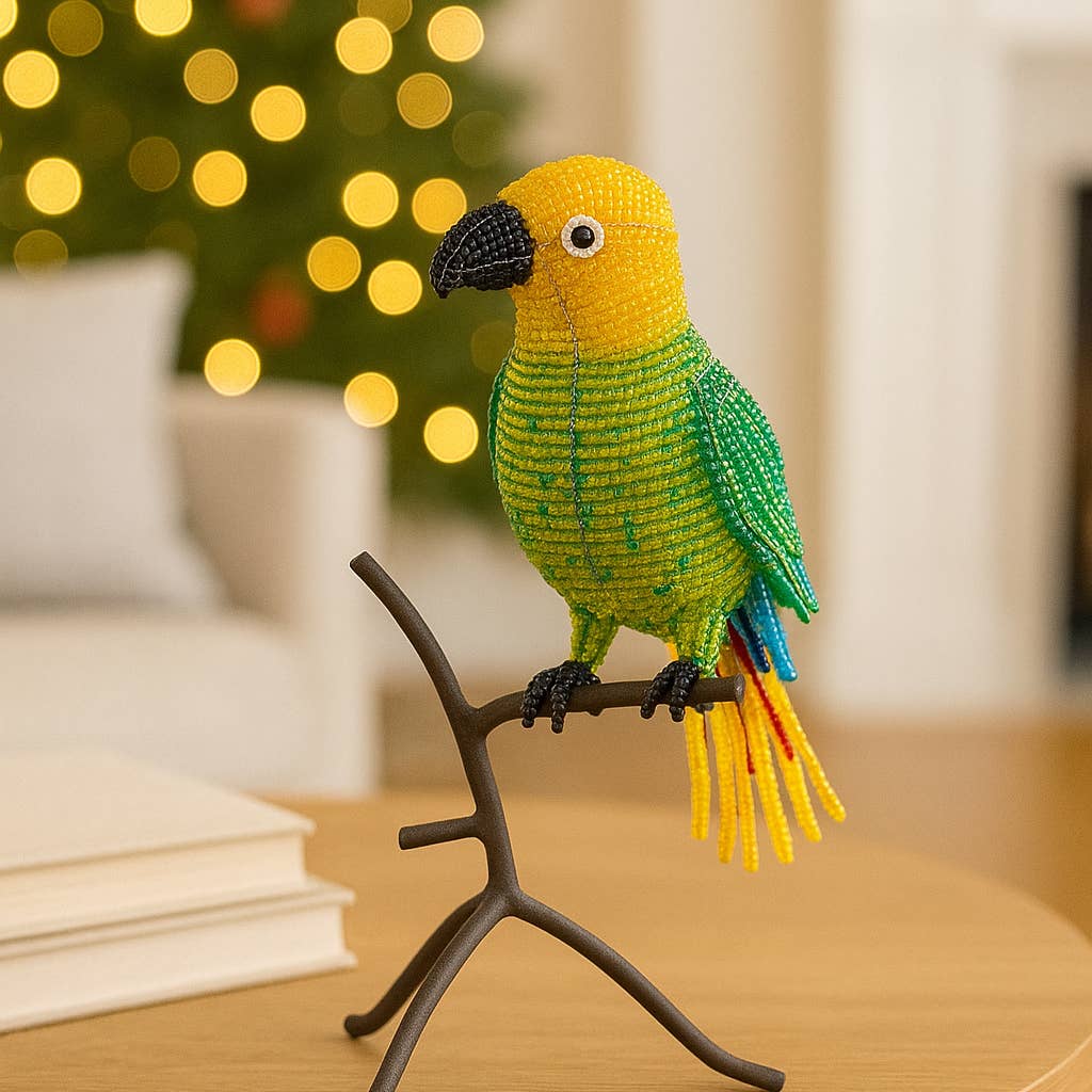 Beadworx By Extol Accessories Ltd. - Wholesale Sculpture - Parrot On Perch, Green1