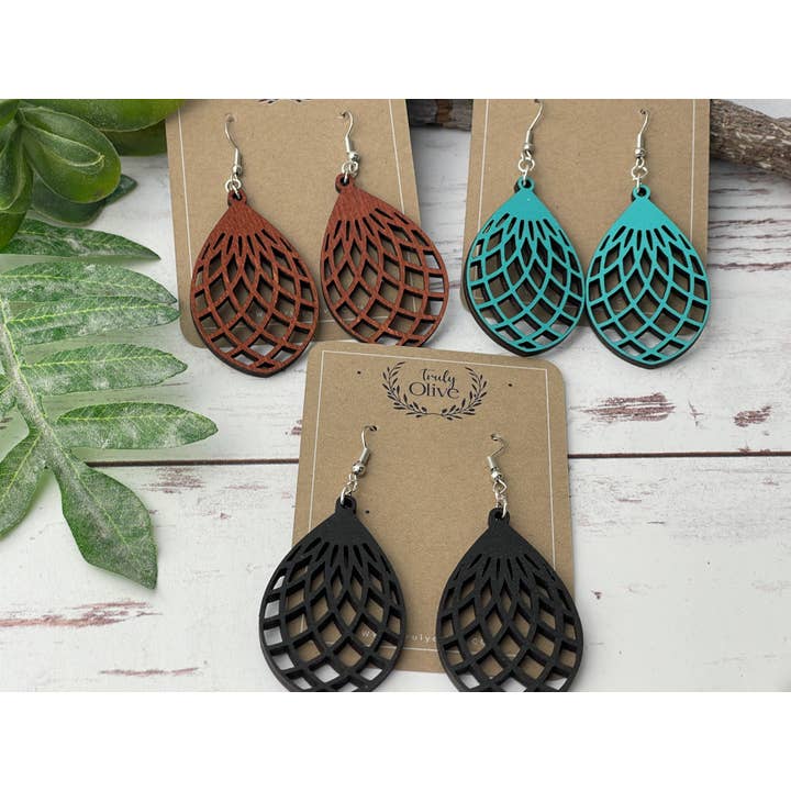 Truly Olive - Wholesale Dangle Earrings - Wood Mandala Earrings Lightweight and Super Comfortable