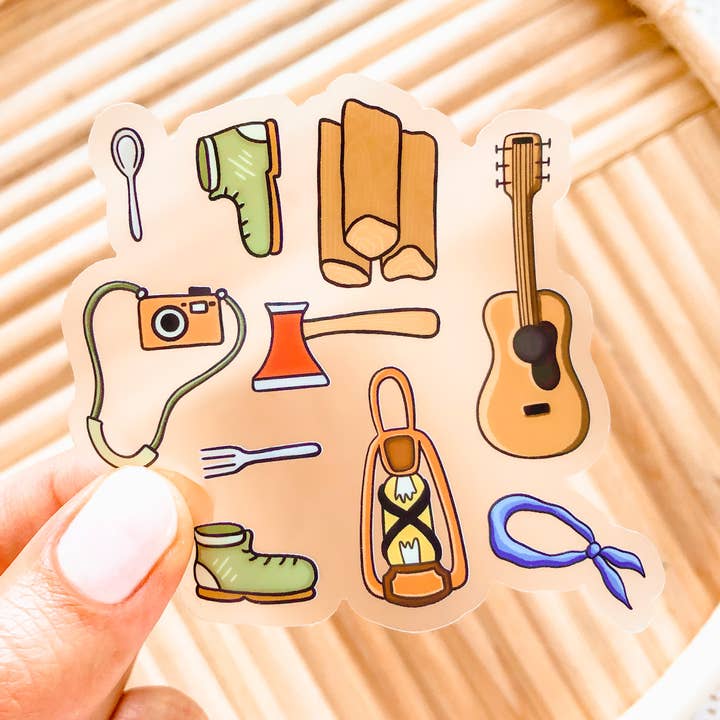 Camping Cluster Sticker for wholesale by VagaBlondie Paper Design