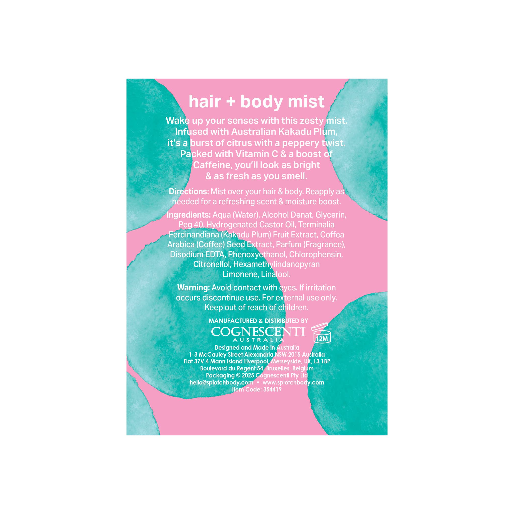 Cognescenti Pty Ltd - Vendita all'ingrosso Creme idratanti corpo e capelli 2 in 1 - Bomba Agrumata al Kakadu Plum e Caffeina…Nebbia per Capelli + Corpo1