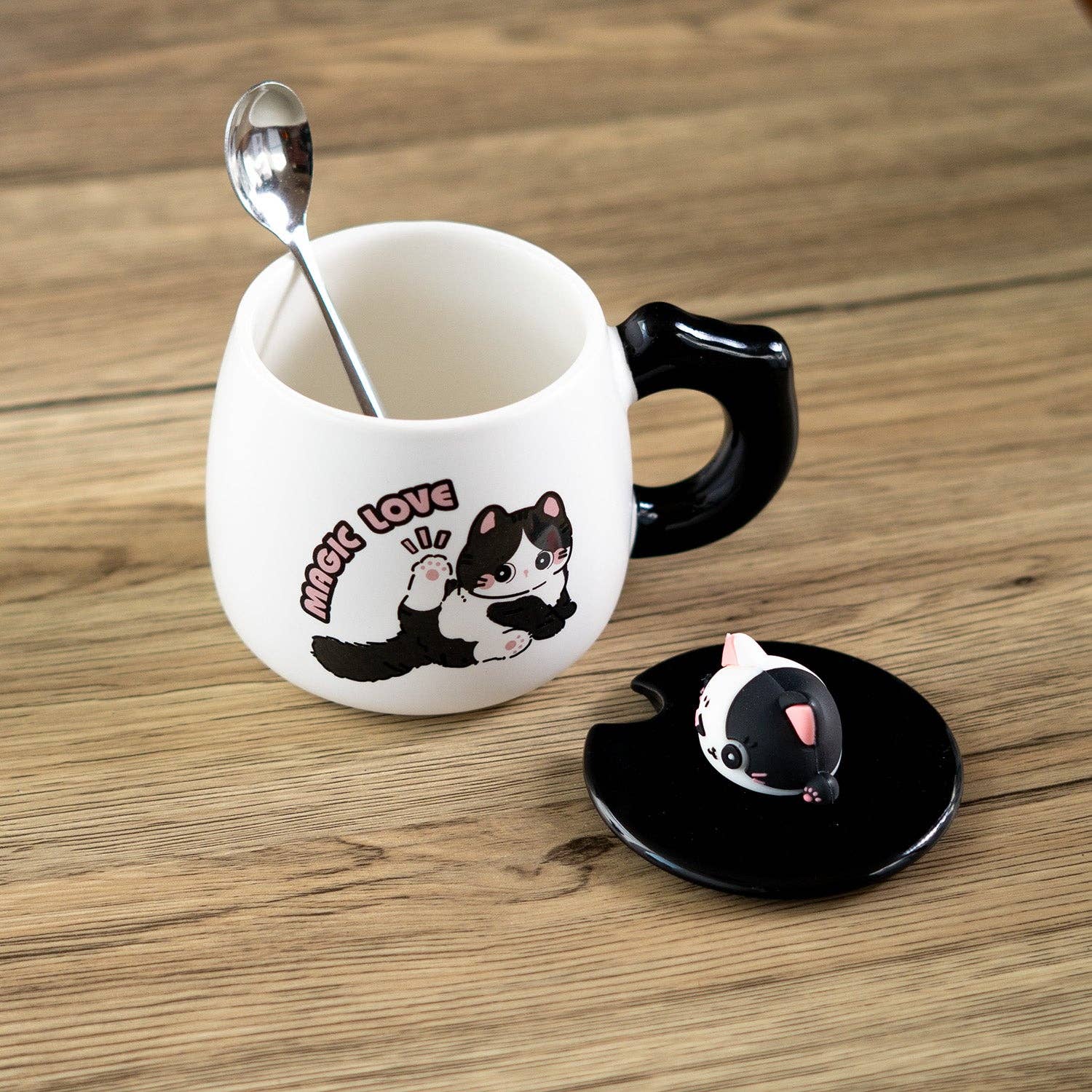 Urban Tokyo - Wholesale Coffee Mug - Cat 12oz Mug With Lid and Spoon (10/30)4