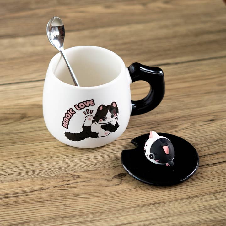 Urban Tokyo - Wholesale Coffee Mug - Cat 12oz Mug With Lid and Spoon (10/30)4