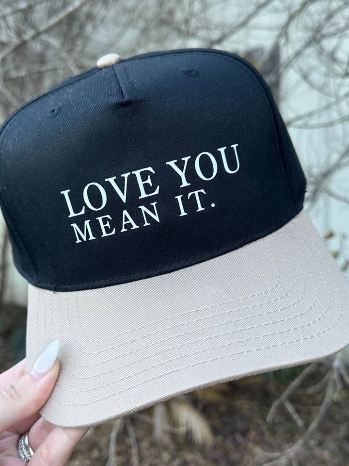 Love You Mean It Canvas Trucker Hat for wholesale by Southern Bliss Co.
