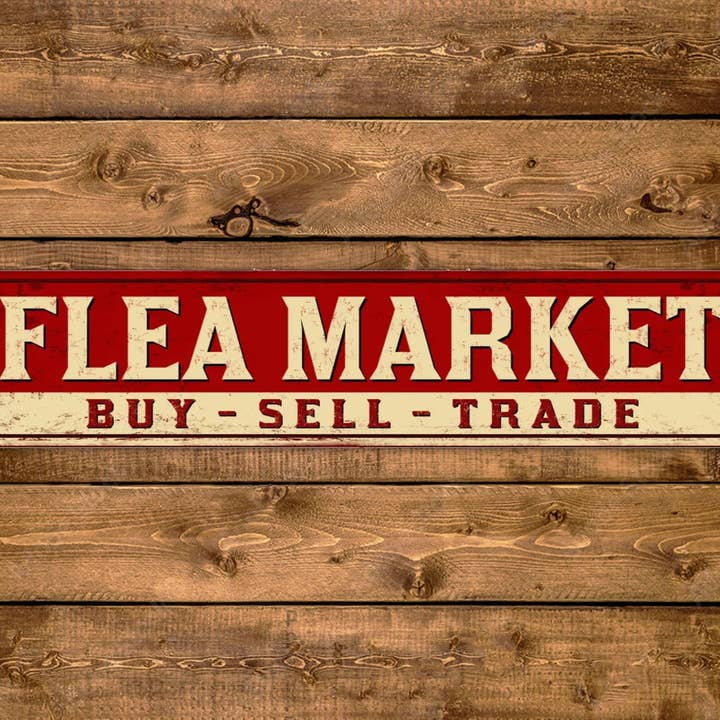 Flea Market Buy Sell Trade Street Sign Vintage Style for wholesale by Game Time Prints