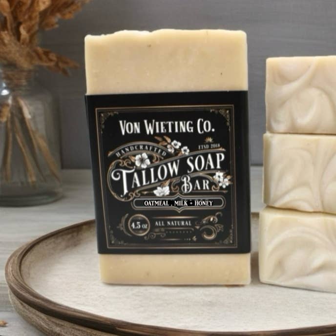 Oatmeal + Milk & Honey Tallow Soap for wholesale by Von Wieting Co.