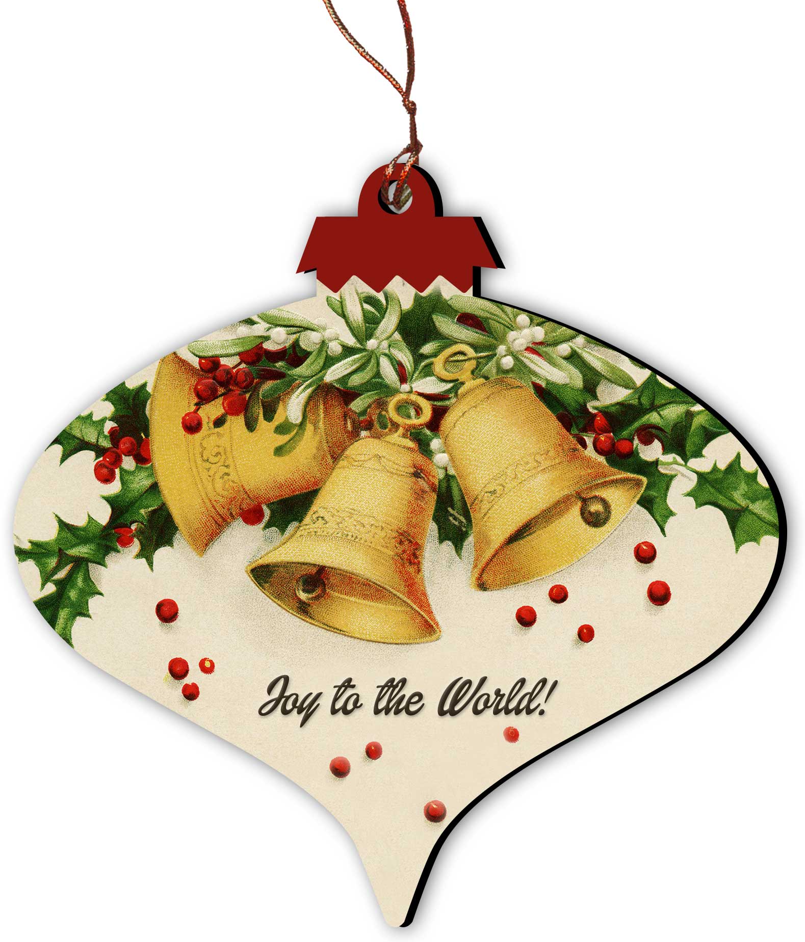 Nelson Gifts Wholesale - Wholesale Ornament - Joy to the World Holly Bells Vintage Ornament0