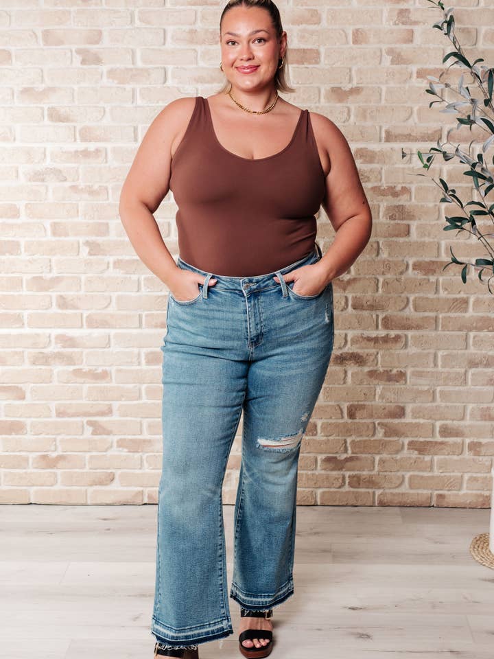 Avenue Wholesale - Wholesale Jeans - Women's - Judy Blue Mid Rise Distressed Released Hem Bootcut Jeans