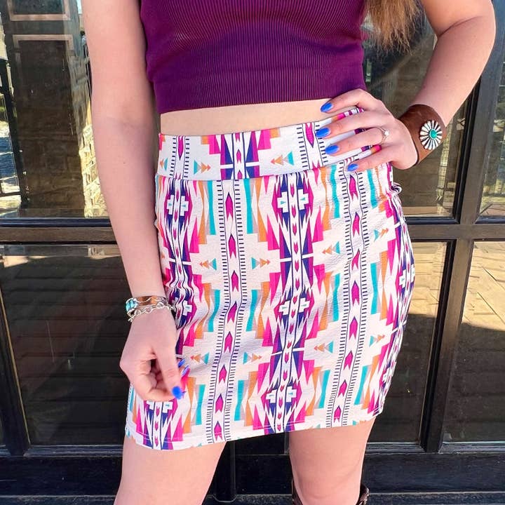 Patterned aztec skirt deals