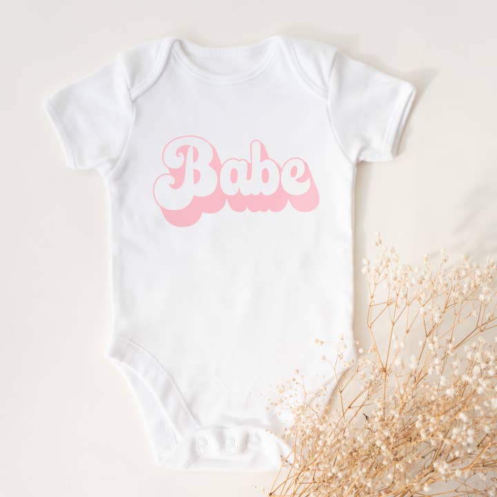 Retro Babe Onesie®, Groovy Little Babe Bodysuit, Boho Baby for wholesale by Hey Lets B Creative