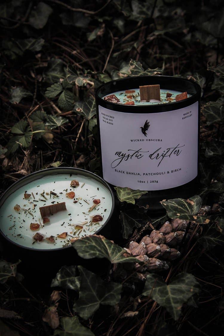 Wicked Obscura - Wholesale Jar/Filled Candle - Mystic Drifter- Patchouli & Black Dahlia Soy Candle0