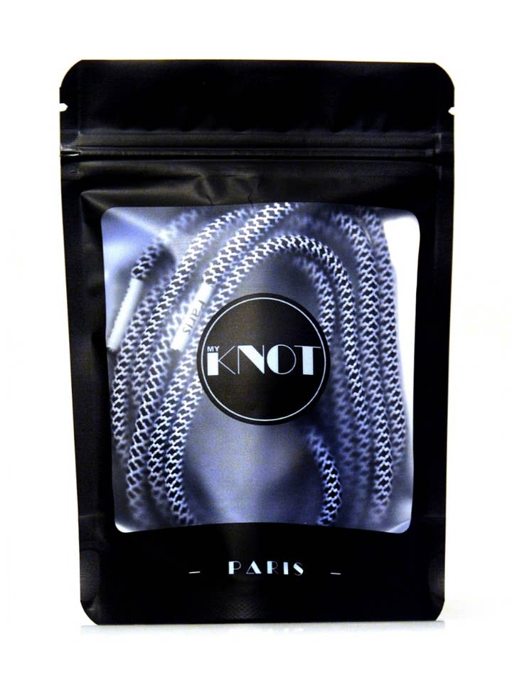 Flätade Skosnören Svart Zebra för wholesale av MY KNOT PARIS