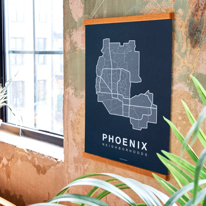 Phoenix, AZ Neighborhood City Map Poster for wholesale by Native Maps