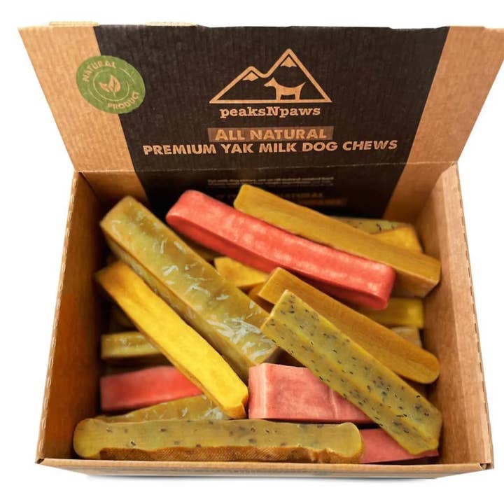 Small Size Assorted Yak Milk Chew - 5 Pound Display Box for wholesale by peaksNpaws