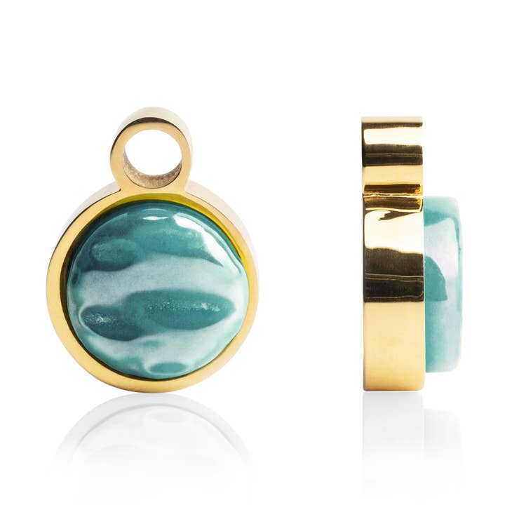 Hoop earrings • gold/malachite green for wholesale by ALEXASCHA