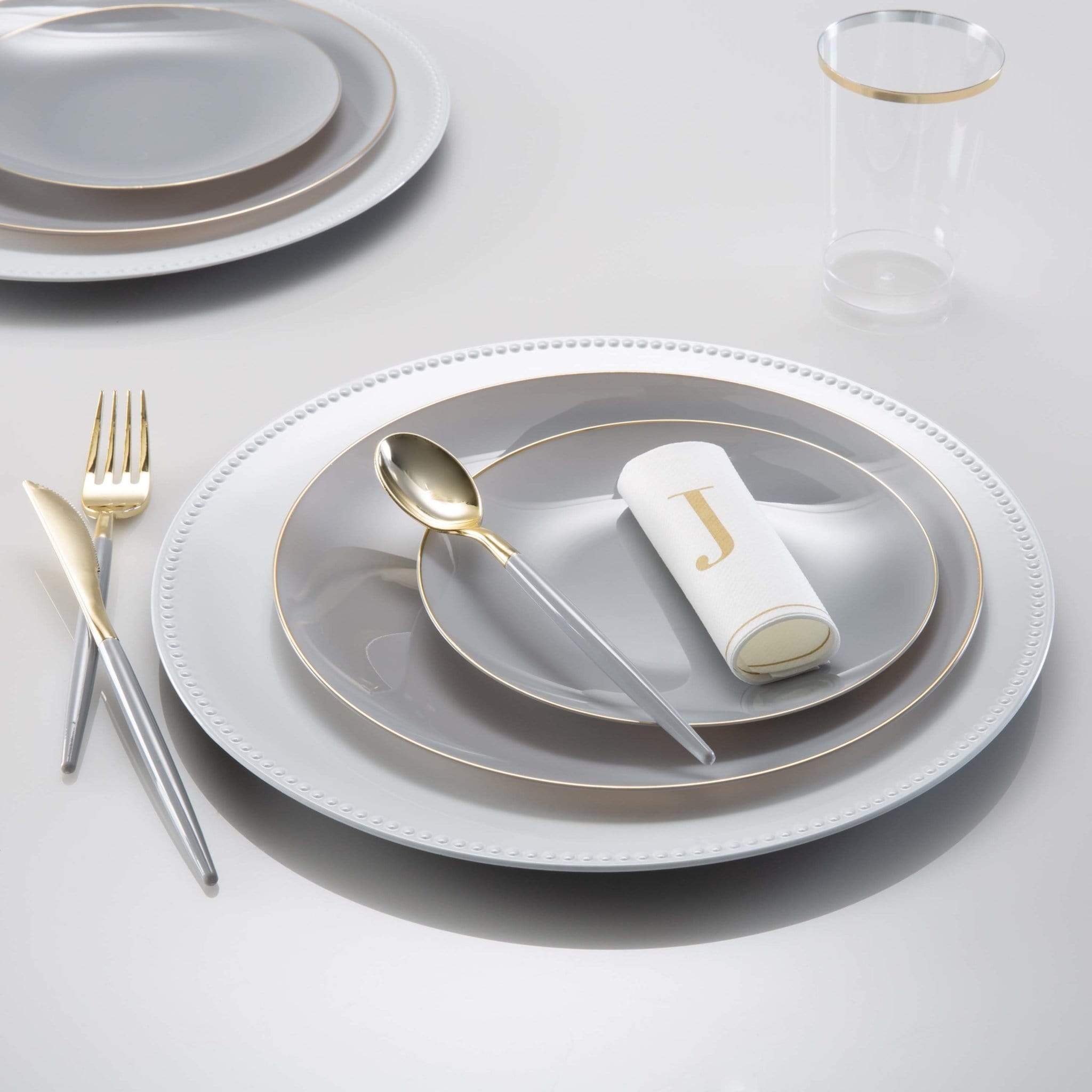 Luxe Party - Wholesale Charger Plate - White Beaded Round Plastic Charger Plate | 1 Charger1