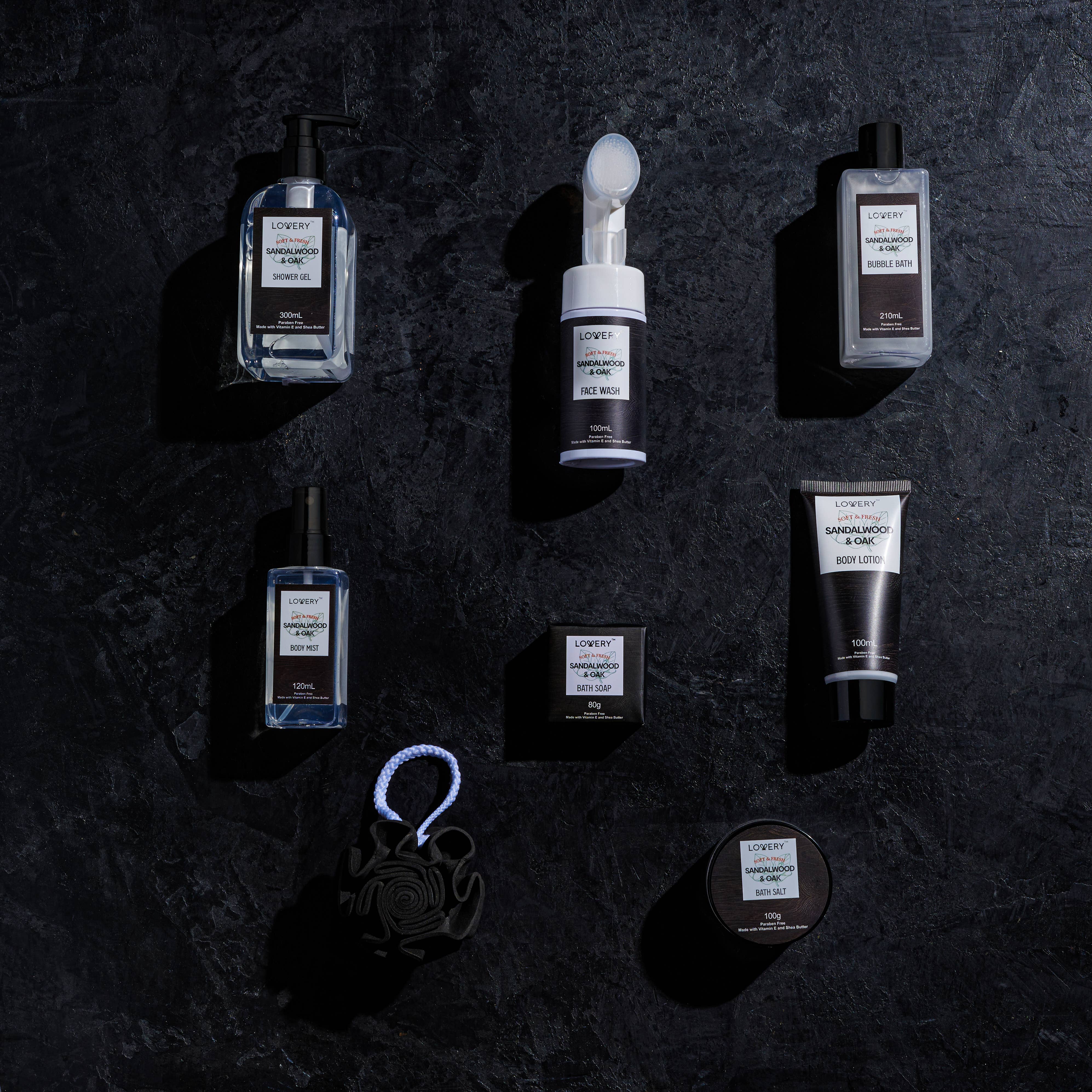 Lovery – wholesale Bath & body set – Men’s – Luxury Spa Kit for Men, Sandalwood Oak Scented Bath Gift Set3