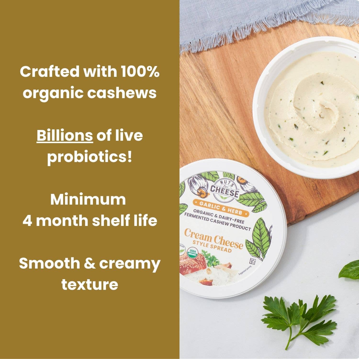 Nuts For Cheese - Wholesale Cheese - Garlic & Herb Cream Cheese Style Spread | Dairy-Free1