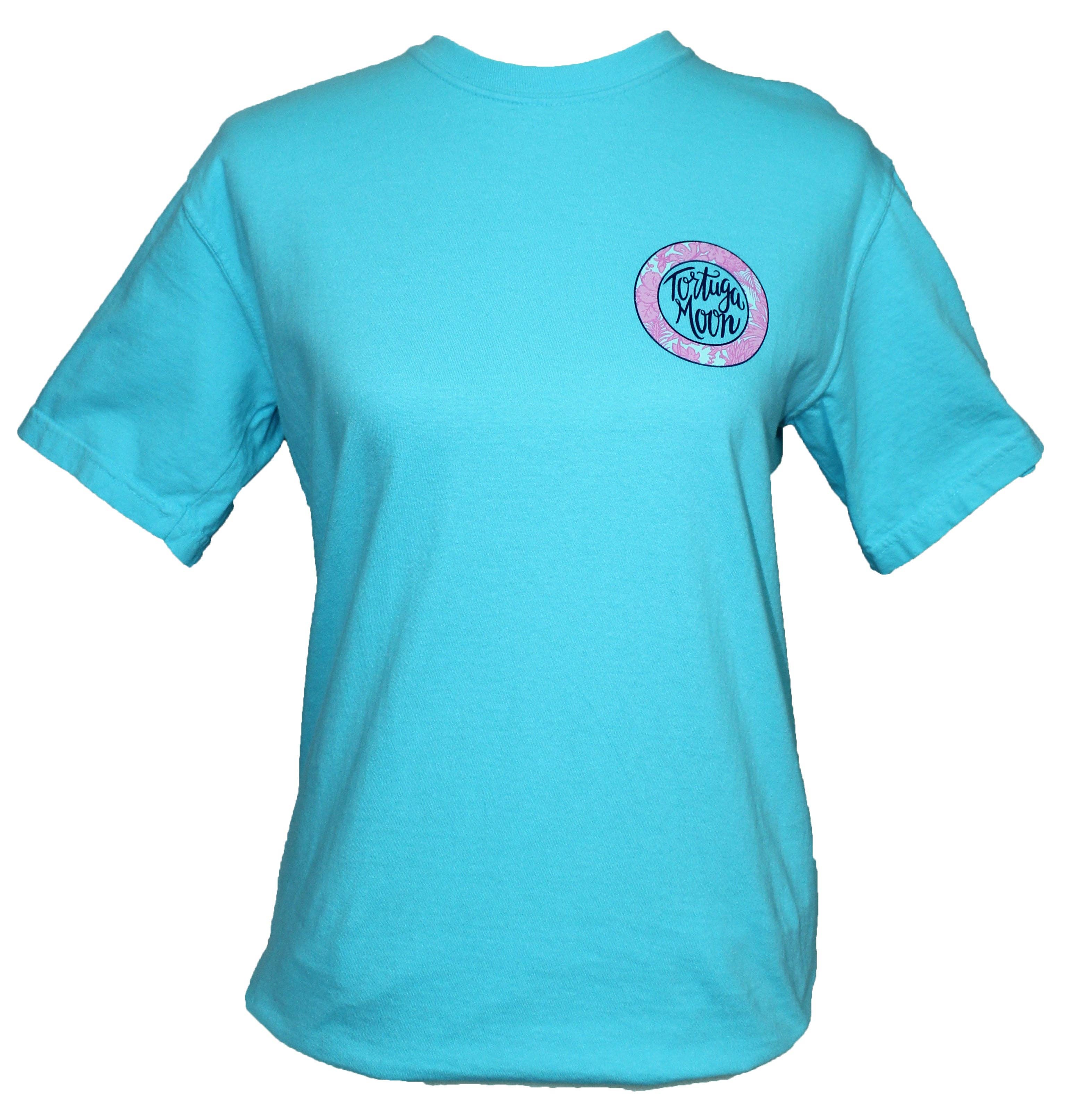 Southern Attitude - Wholesale Screen Printed T-Shirt - Unisex - TS-56BEL Palm Turtle - Lagoon Blue (Bella Canvas)1