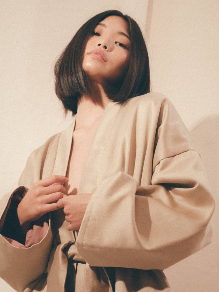 OY A Beige Short Robe for wholesale by OY A