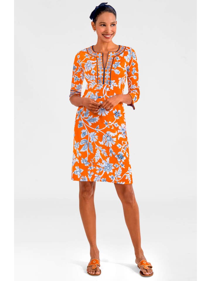 Gretchen Scott LLC - Wholesale Dress - Women's - Split Neck Dress - Stunning Stippling