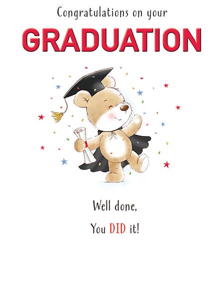 Viel Glück Karte, Abschluss, Bär mit Talar für den Großhandel von Piccadilly Greetings