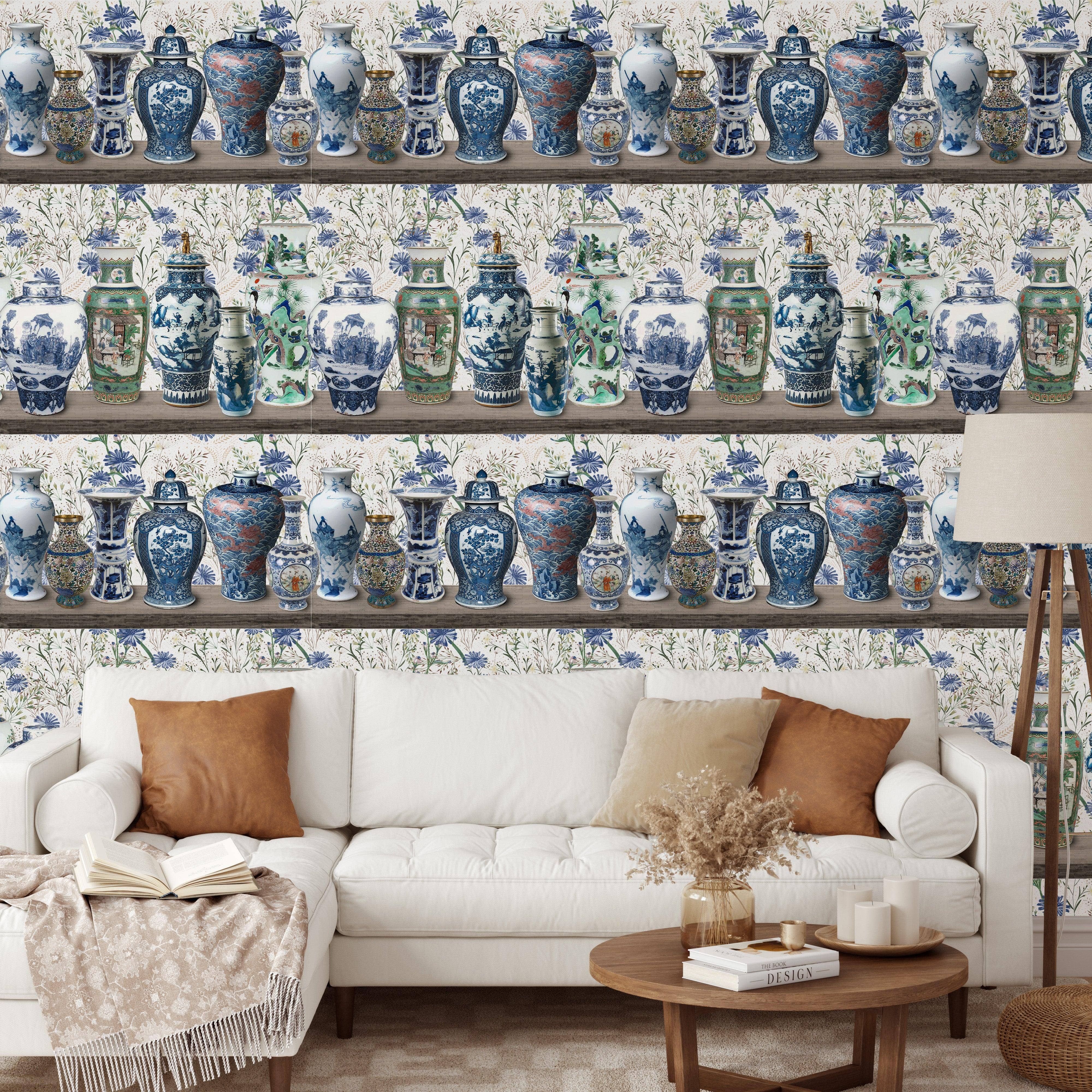 Wallpapers4Beginners - Wholesale Wallpaper - Chinoiserie Wallpaper with Ming Vases4
