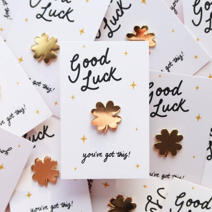 Lucky Clover Enamel Pin Badge | Good Luck Gift for wholesale by Stay Soft Co