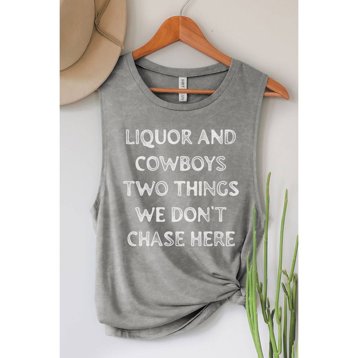 HRTandLUV - Wholesale Tank Top - Women's - LIQUOR N COWBOYS TWO THINGS GRAPHIC TANK TOP0
