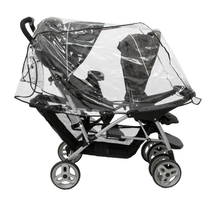 Nuby - Vente Accessoire/housse pour poussette – bébé - Protection contre les intempéries pour poussette tandem Nuby, housse en plastique transparent3