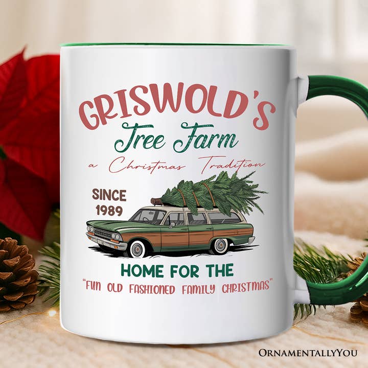 Griswold’s Tree Farm Personalized Mug, Retro Family  for wholesale by OrnamentallyYou
