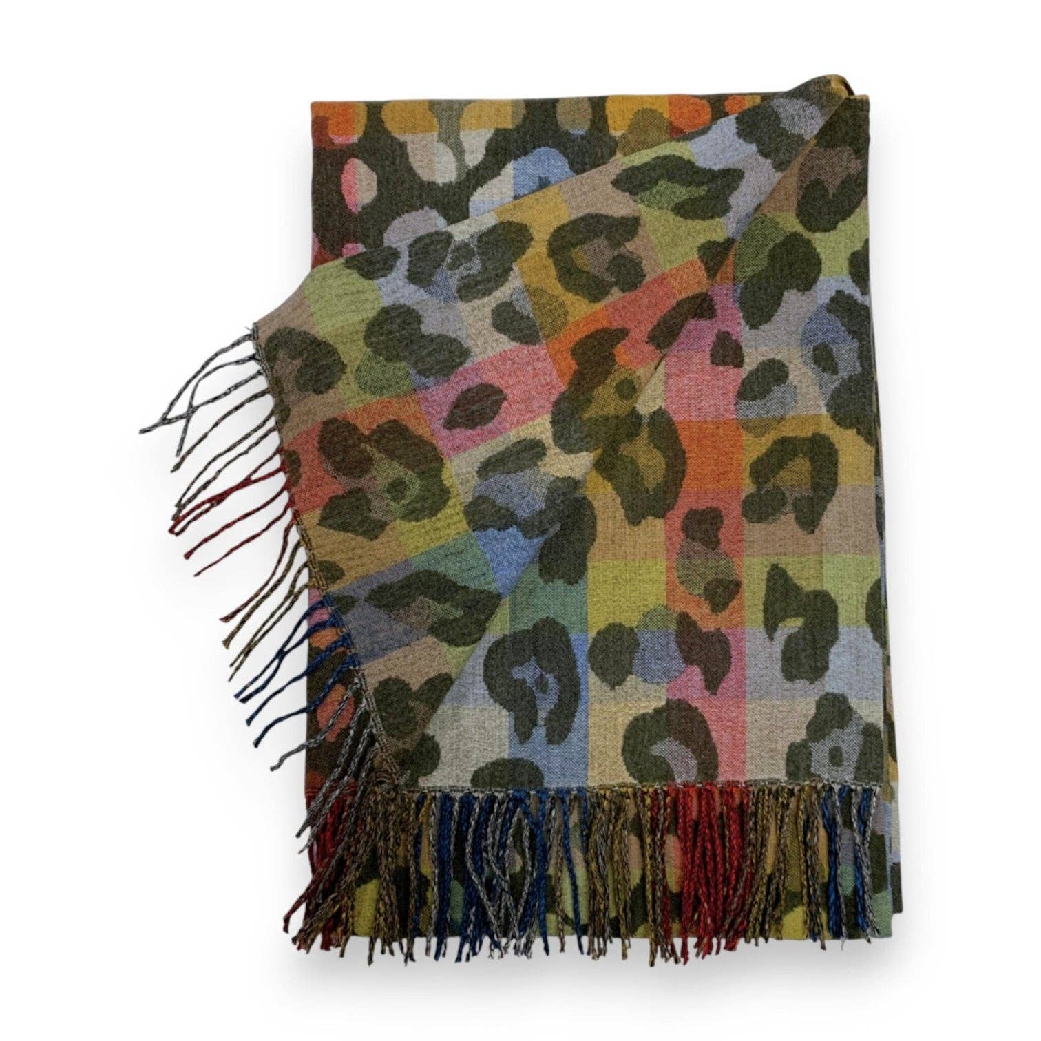 Lili Scarves (US Duty Free) - Wholesale Sjaal - Dames - Regenboog Luipaardprint Kasjmiermix Wintersjaal16