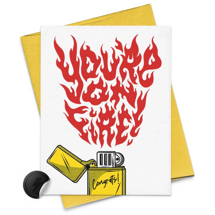 You're On Fire! Congratulations and Encouragement Card for wholesale by Rock'N Paper