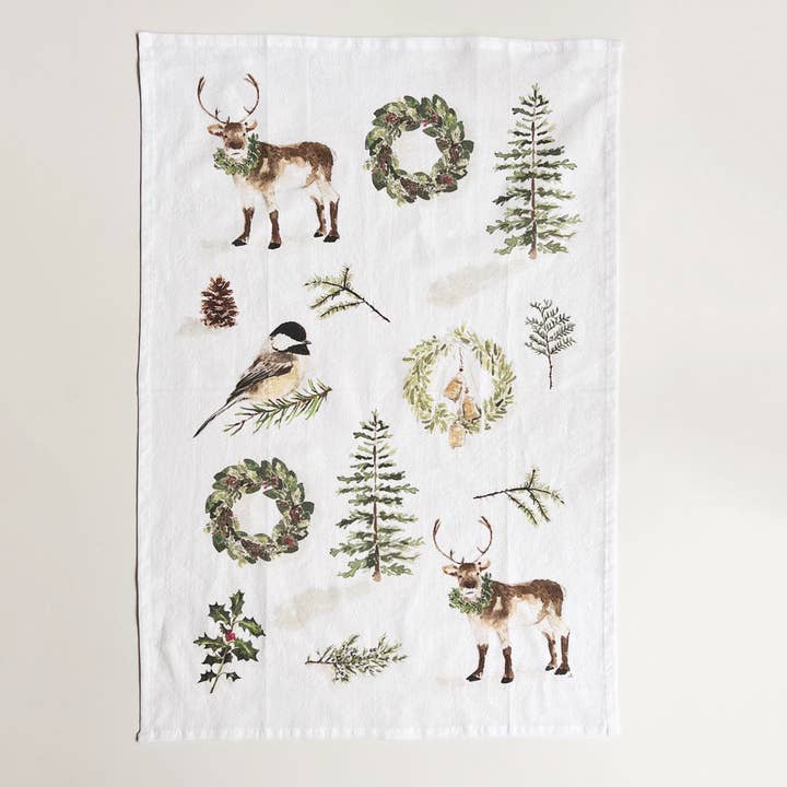 emily lex studio - Wholesale Tea Towel - evergreen christmas tea towel