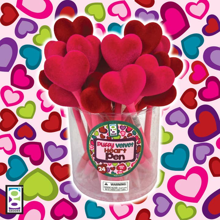 Geddes - Wholesale Pen - Puffy Velvet Heart Pen 24/tb2