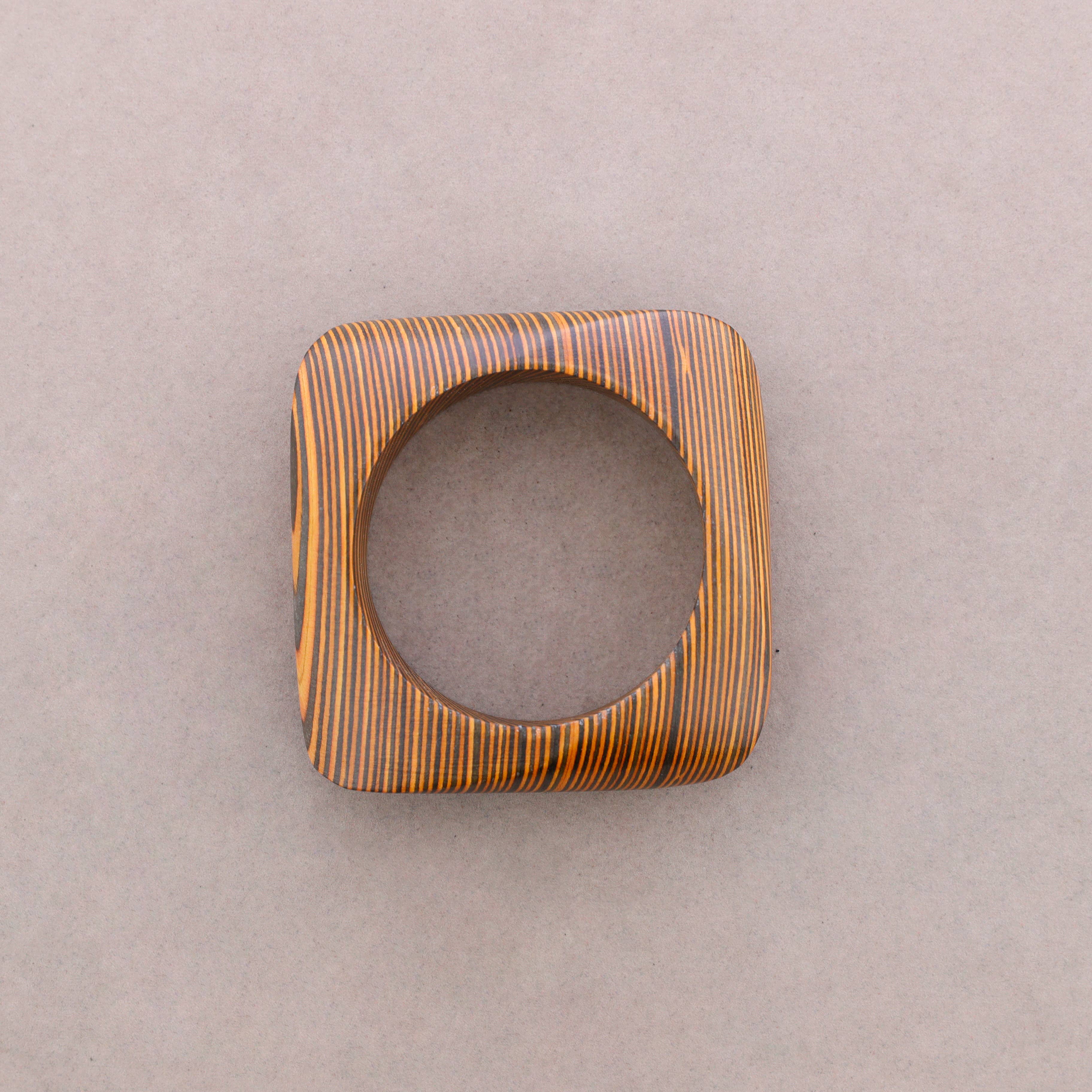 Sonata - Wholesale Snap Jewelry - Square Rigid Wooden Bracelet0