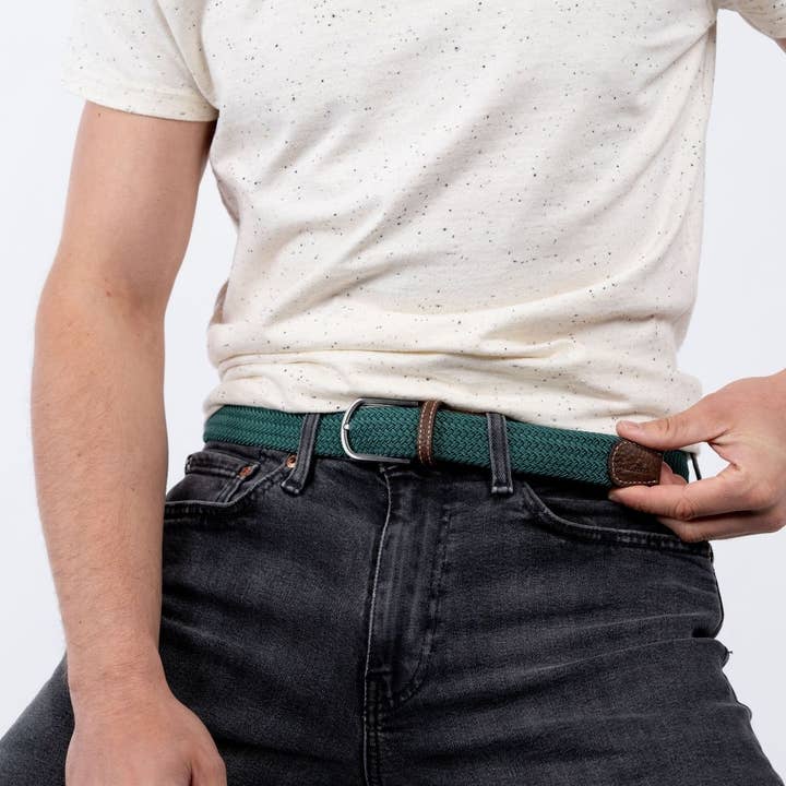 BILLYBELT - Venta al por mayor Cinturón - Hombre - Cinturón elástico trenzado color verde pino1