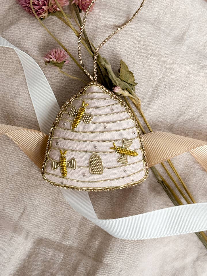 Beehive (Marshmallow Pink) Handmade Decoration for wholesale by Katie Larmour Linen