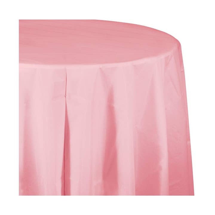 Tovaglia rotonda in plastica, 82 pollici, rosa classico, confezione da 12 per la vendita all'ingrosso da parte di KT Supply