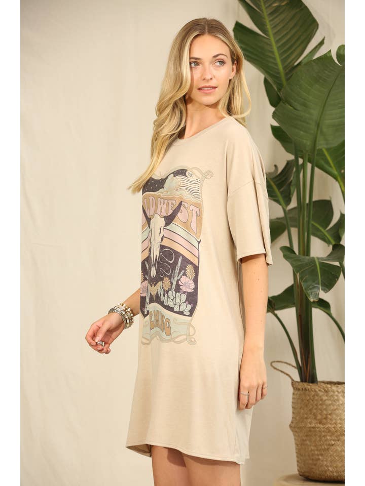 Avery - Vente Robe – femme - ROBE-T-SHIRT À MOTIF WESTERN LONGHORN AV1202-VERONICA8