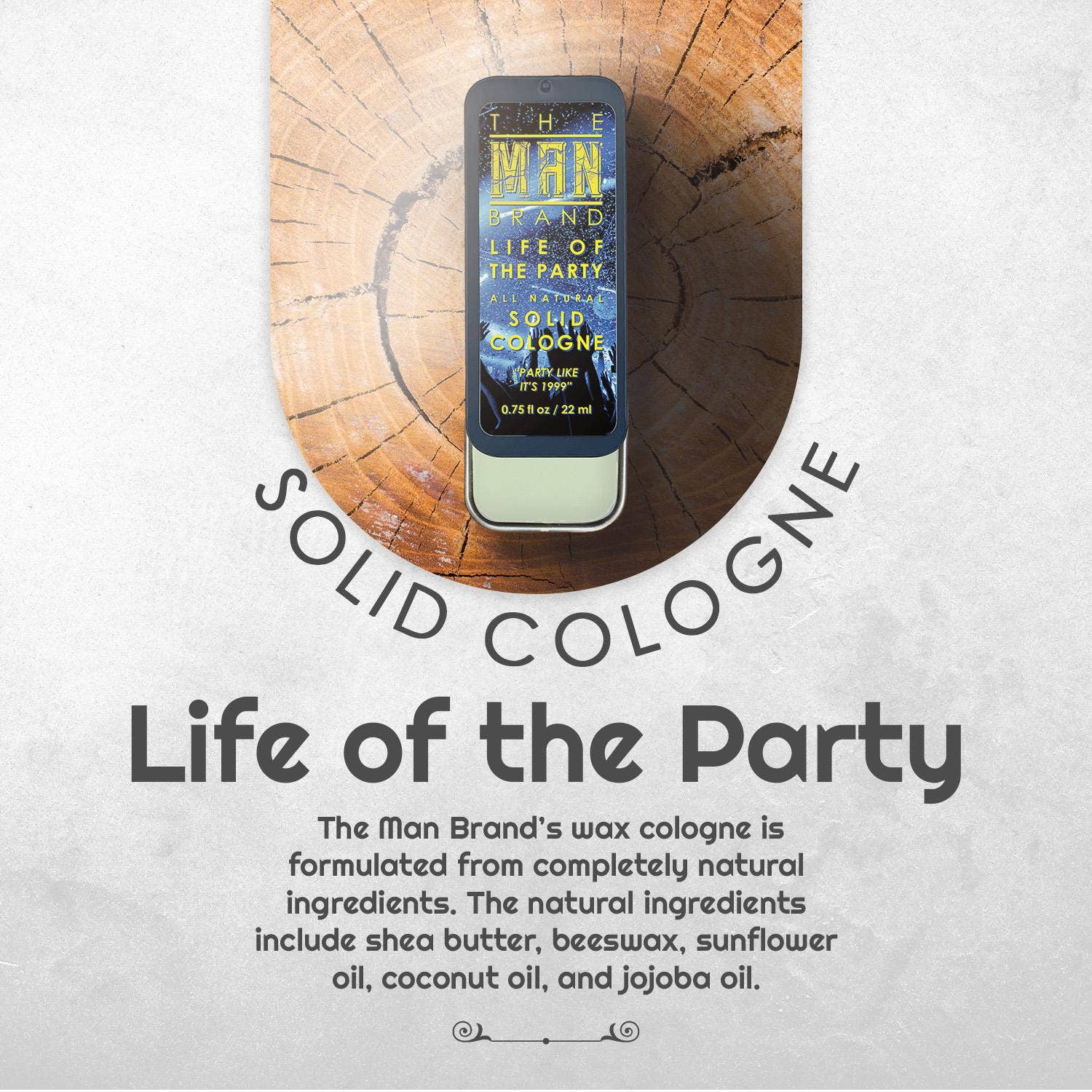 The Man Brand - Wholesale Solid Cologne - Life of the Party Solid Cologne - Vintage Slide Tin - 0.75 Ounce2