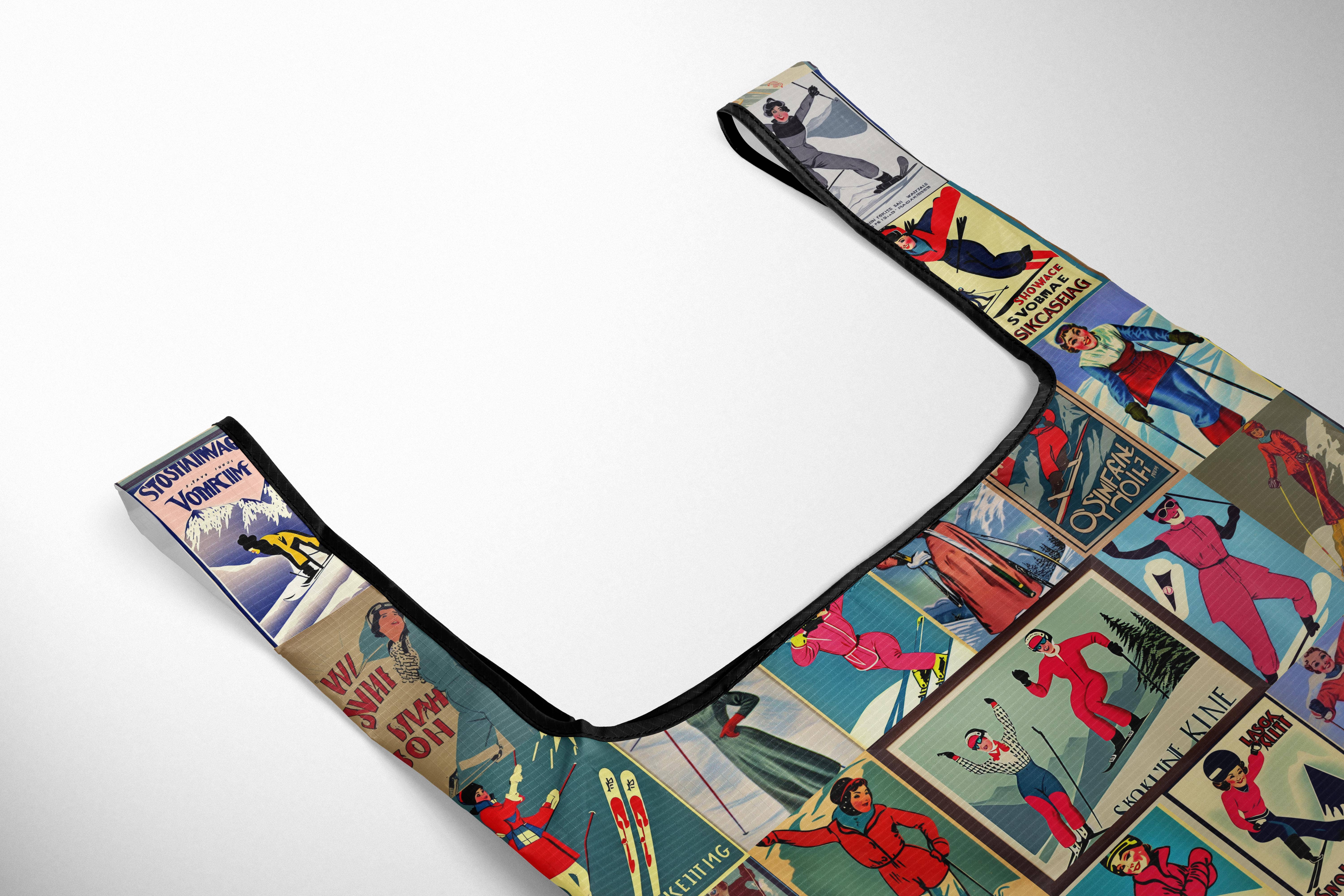 Sofs Designs - Wholesale Grocery/Shopping Bag - Reusable foldable Large market bag ripstop fabric Ski Love1