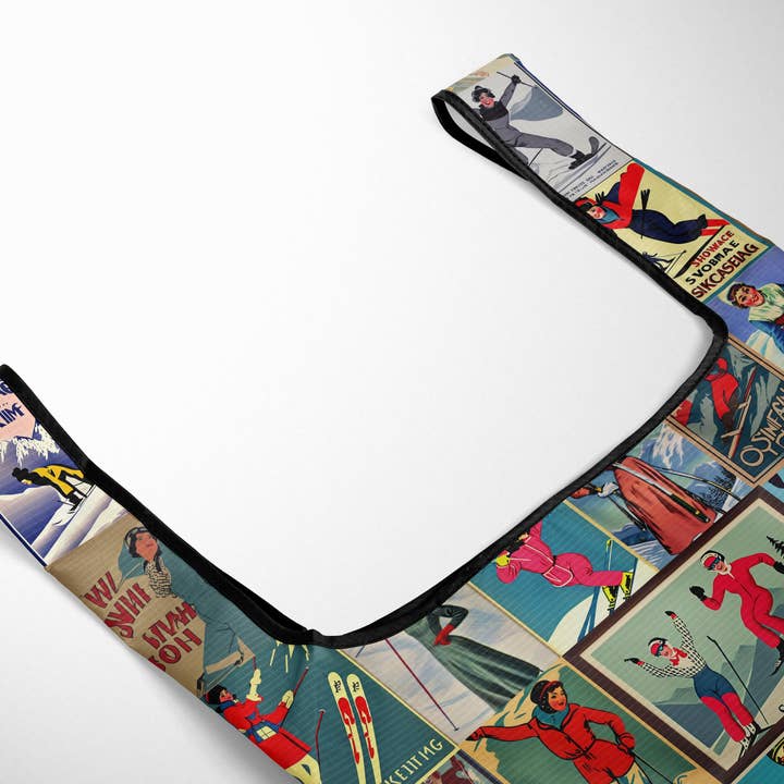 Sofs Designs - Wholesale Grocery/Shopping Bag - Reusable foldable Large market bag ripstop fabric Ski Love1